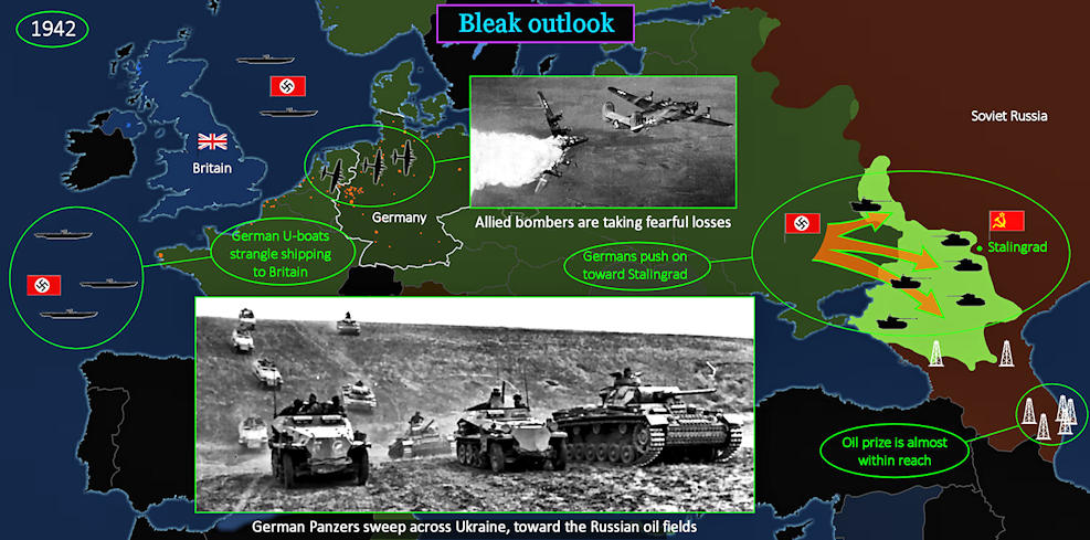 Bleak outlook for Allies, 1942 map